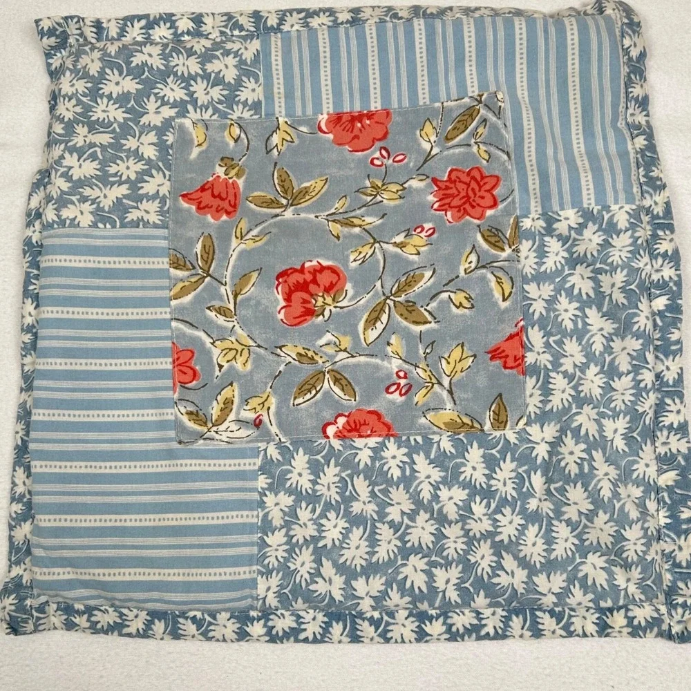 Lot 3 Laura Ashley Lifestyles Pillow Shams Cases Blue White Stripes Floral Poppy